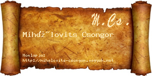 Mihálovits Csongor névjegykártya