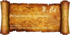 Mihálovits Csongor névjegykártya